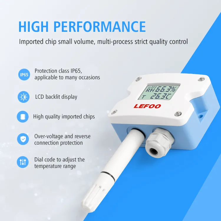 LEFOO-transmisor de temperatura con conductos tipo IP65 para habitación, sensor de temperatura y humedad