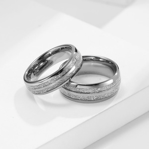 Anillo de Boda de Acero de Tungsteno de 8mm con Incrustaciones de Estilo Hielo, Unisex, Moderno, Simple, Elegante, en Oro, Plata y Negro - Product Image 2