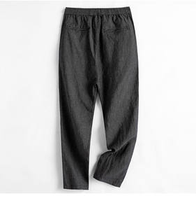 <span class=keywords><strong>Pantaloni</strong></span> in <span class=keywords><strong>Lino</strong></span> da <span class=keywords><strong>Uomo</strong></span>, Cotone Traspirante Estivo, Gamba Dritta, Tinta Unita, Vita Elastica, <span class=keywords><strong>Pantaloni</strong></span> Casual in <span class=keywords><strong>Lino</strong></span> - Product Image 5