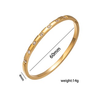 Brazalete de Moda Europeo Americano, Chapado en Oro de 18k, con Circonita Cúbica, Brazalete de Acero Inoxidable con Cuentas para Mujeres y Niñas - Product Image 6