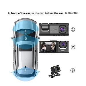 Camera hành trình 3 ống kính IPS mới, ghi hình vòng lặp HD 1080P, gắn kính chắn gió, lắp đặt đa năng, hỗ trợ nhiều ngôn ngữ, kết nối WiFi - Product Image 3