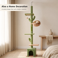 En gros Arbre à chat écologique en forme de cactus, tour pour chat du sol au plafond, avec niche pour chat, griffoir multi-niveaux, emballage en carton