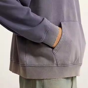 <span class=keywords><strong>Felpa</strong></span> <span class=keywords><strong>Oversize</strong></span> con Cappuccio Effetto Sbiadito e Consumato, Stile Streetwear, Personalizzabile OEM, Vestibilità Ampia, Lavaggio <span class=keywords><strong>Viola</strong></span>, per Uomo - Product Image 5