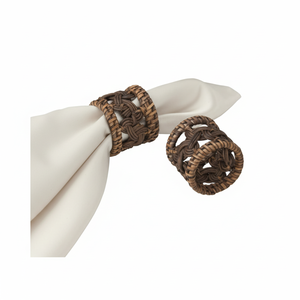 Rond de serviette en rotin tissé à la main fabriqué par des artisans qualifiés, parfait pour des arrangements de table à manger uniques - Product Image 1