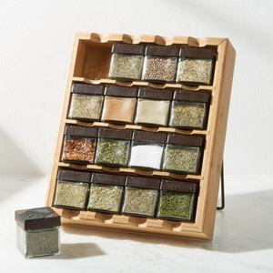 Adjustable 16 Tier Expandable Spice Rack Bamboo Storage Shelf Organizer for Cabinet Step Shelf for Kitchen