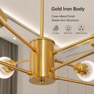 Modern Iron Chandelier Gold Finish 8 <b>Light</b> E27 Ceiling Mounted For <b>Dining</b> Room Living Room Commercial Indoor Lighting - Product Image 3