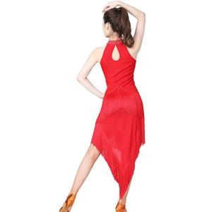 Deslumbrante Vestido Largo Irregular sin Mangas para Mujer, con Cuello Alto, Flecos de Spandex, Estilo Latino, para Baile de Samba, con Collar - Product Image 5