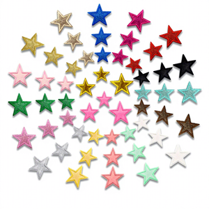 グリッタースター アイロン接着 刺繍ワッペン <span class=keywords><strong>3</strong></span>サイズ カラフル シャイニー スター 修理パッチ DIY クラフト パンツ ワンピース 帽子 デコレーション用 - Product Image 1