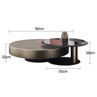 Table basse moderne pour salon, combinaison acier inoxydable et verre, ensemble de 2 pièces, meubles pour la maison