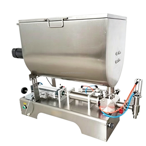 Double Heads Piston Filler <b>Machine</b> 80L Stainless Steel Hopper Liquid Paste Honey <b>Oil</b> Shampoo Gel Chili Glass Barrel Chemical - Product Image 3