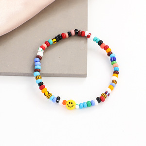 אופנה בוהמיאן הקיץ הקיץ צבעוני חרוזים אלסטי צמיד מכתב אטם צמיד יוגה מותאם אישית חרוז שם חיוך - Product Image 5