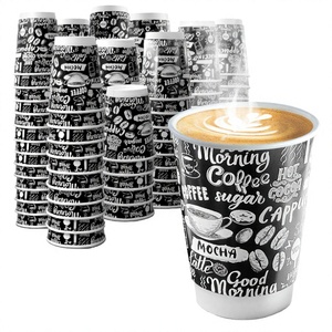 Gobelets à café jetables en carton ondulé, personnalisables avec logo, anti-brûlure, épaissis, 8oz 12oz – Offre spéciale - Product Image 4