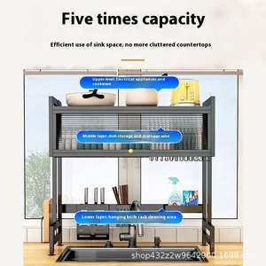 Égouttoir à vaisselle multifonctionnel double en acier moderne, support de rangement pour évier de cuisine, étagère de drainage pour armoire, outils de nettoyage - Product Image 2