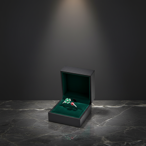 UMジュエリー 925スターリングシルバー エナメル加工 調節可能な婚約指輪 結婚指輪 高級リング ユニークなオープンリング 華奢な彫刻入りハンドジルコンクローバー - Product Image 3