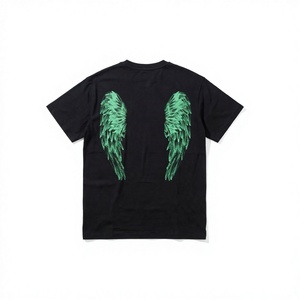 เสื้อยืดพิมพ์ลายเรืองแสงสำหรับผู้ชาย ผ้าฝ้าย 100% ทรงโอเวอร์ไซส์ แขนสั้น คอกลม สไตล์สตรีทแวร์ - Product Image 4