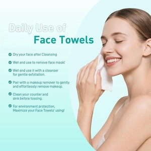 Serviette visage en coton pur, douce, jetable, avec logo personnalisé, pour le visage. - Product Image 2