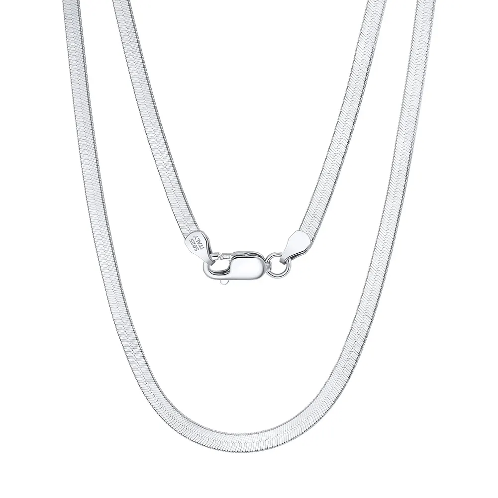 Colar de prata SC35-3 rodio para homens e mulheres, colar de prata esterlina 925 genuína de 3mm, flexível e plana