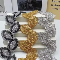 Bordure perlée thermocollante en strass et cristal, style dentelle, OEM d'usine, en promotion, pour accessoires de mariée, abayas et jeans pour hommes