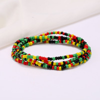 Chaîne de corps élastique en perles de rocaille YWJC Crystal Ghana pour femme, chaîne de taille africaine colorée en cristal pour l'été