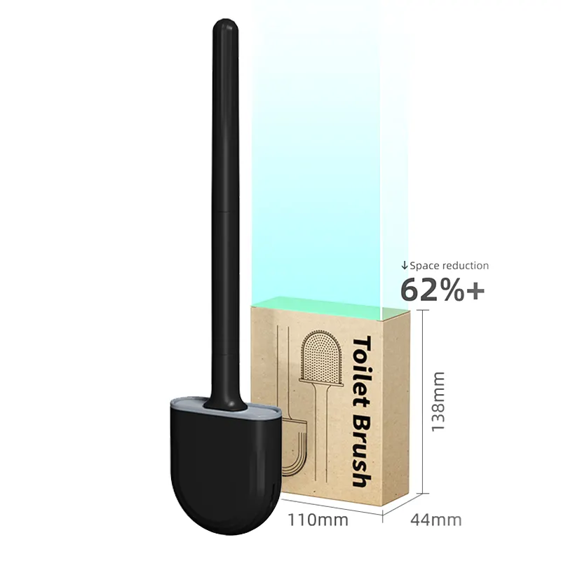 Nouveau design pas cher Mini plastique noir silicone brosse de nettoyage des toilettes et support pour salle de bain