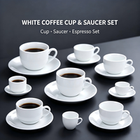 Set Cangkir dan Tatakan Kopi Keramik Grosir, Mug Espresso Latte Porselen untuk Hotel Restoran, Logo Kustom, Langsung dari Pabrik