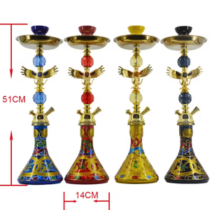 Venta caliente diseño simple hierro rojo de gran tamaño Narguile Shisha fumar Hookah con 1 manguera de silicona - Product Image 3