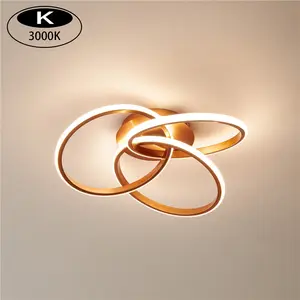 Modern Fashion Style Aluminum Living Room Bedroom Hallway Indoor Smart Home Lighting Rounds Gold 56W Led Ceiling Lamp