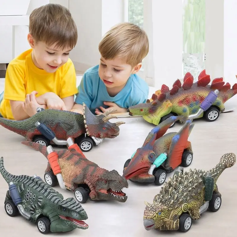 New Realistic Dinosaur Car T-Rex 6 Styles Dino Toys Dinosaur Pull Back Car juguetes de dinosaurios For Toddlers Kids Toys