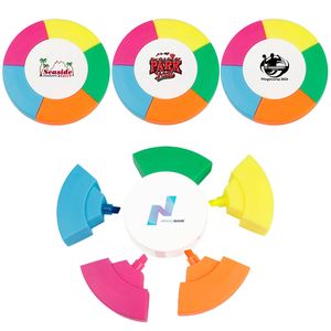 Stylo surligneur à disque cinq couleurs avec logo personnalisé, marqueur fluorescent multicolore pour l'école, le bureau, cadeau promotionnel, commande en gros - Product Image 4