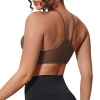 Soutien-gorge de sport pour femme, double face, respirant, à maintien élevé, en nylon et élasthanne, ajusté, avec bretelles croisées au dos, couleur unie