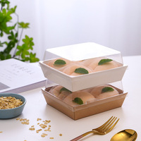 Donuts Dessert Cake Box with Clear Plastic Lids Paper and Plastic Packaging for Sushi Embossed and Matt Laminated