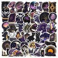 50 autocollants créatifs en PVC de la série Dark Magic, autocollants décoratifs imperméables pour tasses et étiquettes d'emballage