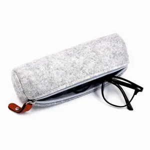 Bestpackaging Capa de óculos de sol de feltro macio com zíper portátil, bolsa de óculos com logotipo personalizado, acessórios macios