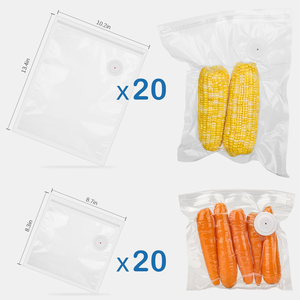 Valve d'air pour sac sous vide alimentaire transparent avec fermeture éclair supérieure gaufrée - Product Image 4