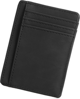 Dompet Kulit Minimalis Tipis OEM untuk Pria Wanita, Penahan Kartu Kredit di Saku Depan, Casing Kompak Tipis dengan Jendela ID dan Klip