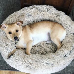 Almohada antideslizante de piel sintética extraíble para gatos y perros, cama redonda lavable para mascotas, fabricante de rosquilla - Product Image 1