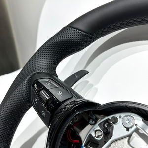 จัดส่งจากสหรัฐอเมริกาพวงมาลัยสปอร์ตหนัง Napa สีดำสำหรับ <span class=keywords><strong>BMW</strong></span> M3 F20 F25 <span class=keywords><strong>F30</strong></span> F36 F23 F22พื้นเรียบ F21เส้นใยคาร์บอน - Product Image 5