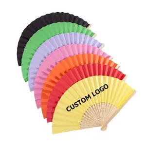 Summer Cool Custom DIY Blank Bamboo Handle Folding Hand Paper Fan