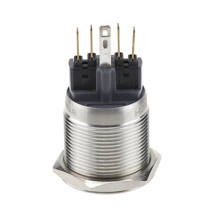 Acero inoxidable larga vida útil 12V-24V 22mm Led lámpara de señal de Metal rojo verde iluminado 22mm interruptor de botón pulsador de <span class=keywords><strong>6</strong></span> pines - Product Image 5