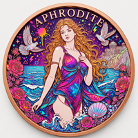 Pièce de monnaie en cuivre fin 999 de 5 oz, déesse Aphrodite de l'amour, en relief, avec finition UV effet proof-like, artisanat métallique d'art mythologique grec