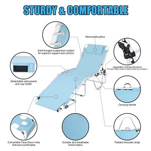 كرسي تسمير شديد التحمل مع وجه قابل للتعديل 5 وضع قابل للطي ، كرسي تسمير محمول - Product Image 4