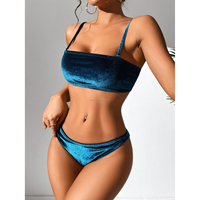 Maillot de bain C1131 Bling Bling en velours, bikini sexy personnalisé, maillot de bain deux pièces séparé, vêtements de plage