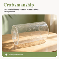 Abat-jour cylindrique en verre bulle transparent facile à nettoyer, soufflé à la main, pour luminaires vintage en laiton et appliques murales