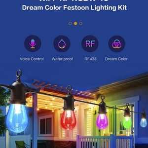 Waterproof Outdoor Festoon LED <b>Light</b> Kit 15m Connectable Hanging <b>String</b> <b>Light</b> App-controlled Voice-controlled with 15 Bulbs - Product Image 3