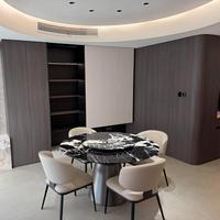 Table à manger de luxe en marbre noir Calacatta naturel, grande table à manger pour villa, ensemble table et chaises haut de gamme