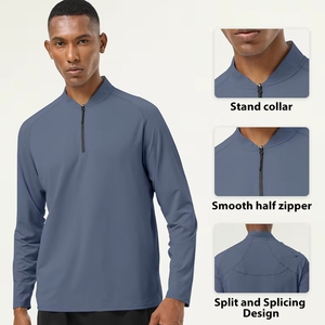 Mayyoung mới thời trang Khỏa Thân tập thể dục đứng cổ áo nửa dây kéo <span class=keywords><strong>Henry</strong></span> Áo sơ mi cho nam giới chạy Workout dài tay áo thể thao - Product Image 3