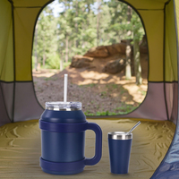 Nouvelle grande capacité 50oz + 5oz en acier inoxydable isolé sous vide 2 pièces ensemble de pichet de bouteille d'eau avec poignée et couvercle pour le camping et le voyage
