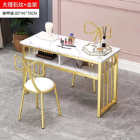 Bureau d'ongles chauds pour Table de manucure résistante à l'acétone Nail Tech avec cadre en métal Station de salon de manucure organisateur de stockage de beauté