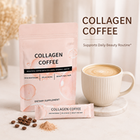 Poudre de café au collagène en sachet individuel avec biotine, soin beauté de la peau, anti-âge, soin des cheveux et des ongles, complément alimentaire, étiquette privée OEM disponible
