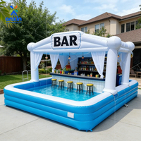 Bar gonflable géant commercial avec piscine intégrée, tente de bar/pub de jardin avec tabourets pour événements et locations extérieures